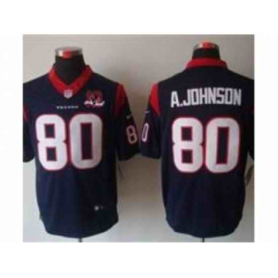 Nike Houston Texans 80 Andre Johnson Blue Limited W 10th Patch NFL Jersey
